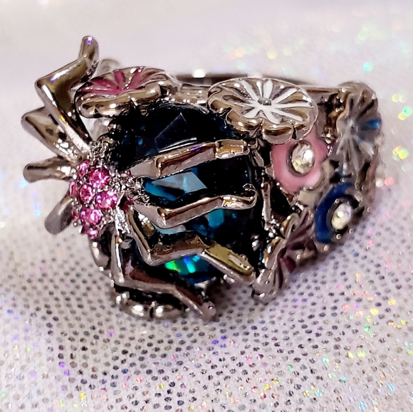 925 stamped sterling silver Crystal spider accent rings size 6 7 8 9 - Picture 7 of 16